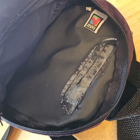 Retro Mickey Unlimited Maroon & Blue Suede Front Embroidered Backpack 10"x8" - Picture 5 of 8